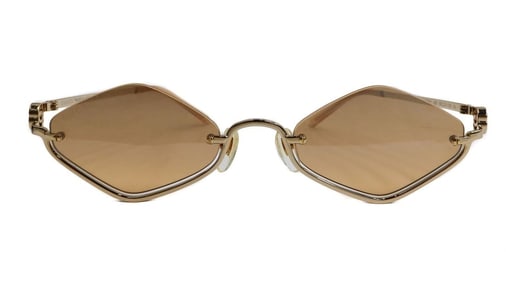 Gucci Eyewear GG1604S Gold and Orange Diamond Geometric Logo Sunglasses w Case