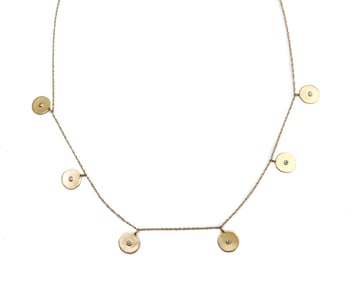 14k Yellow Gold and Diamond Disc Necklace