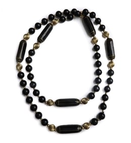 14k and 10.2mm Black Onyx Single Strand Necklace