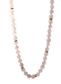 14k Yellow Gold and Rose Quartz Beaded Necklace