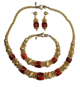 Italian Mario Garafino Sun Day 18k Gold Yellow Tourmaline Amber Jewelry Set
