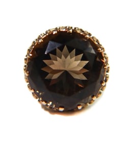 14k Yellow Gold Smokey Quartz Ring, Size 6.75