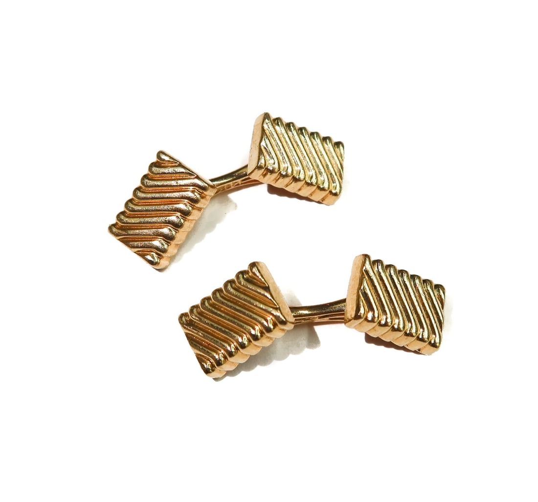 Tiffany & Co. 14k Yellow Gold Ribbed Cufflinks (1 of 7)