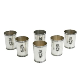 6 Benjamin Trees Sterling Silver Horse Mint Julep Cups for S. Penn & Sons c1950