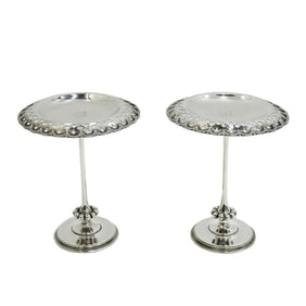 Pair Tiffany & Co Sterling Silver Pierced Tazzas 15994 circa 1920