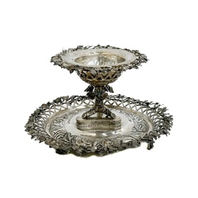 Spanish Colonial Silver Reticulated Bowl Brazier Incense Burner Grapevine