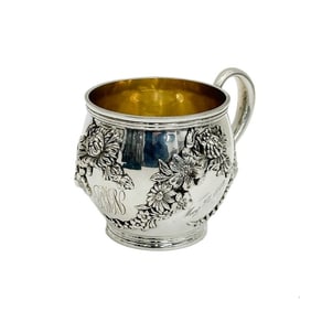 Black Starr & Frost American Sterling Silver Cup Mug Chrysanthemum 1902