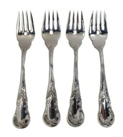 4 Buccellati Sterling Solid Silver Fish Forks in Quirinale