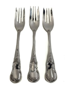 3 Buccellati Sterling Solid Silver Salad Forks in Quirinale