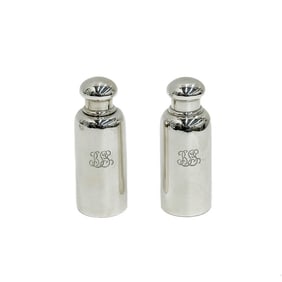 Pair Tiffany & Co Sterling Silver Travel Perfume Bottles 17689 circa 1920
