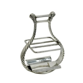 Hermes Paris Silver Plate Playing Card Holder Lyre Form circa 1970
