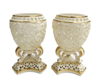 Royal China Works (Grainger of Worcester) Reticulated Potpurri Vases or Bowls
