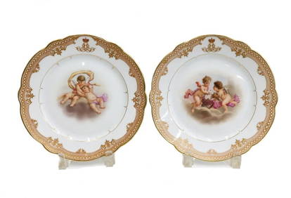 Pair Russian Grand Duke Alexander Alexandrovich Imperial Porcelain Plates c 1890 (1 of 11)