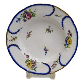 Manufacture de Sevres Hand Painted Porcelain Soup Bowl Feuille de Choux 1768