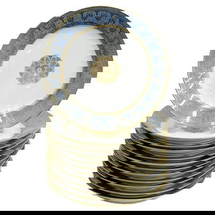12 Manufacture de Sevres Louis Philippe Ch S Cloud Bleu Agate Dinner Plates 1832: 12 Manufacture de Sevres Louis-Philippe for Chateau de St. Cloud Bleu Agate Dinner Plates, 1832. A remarkable set of 12 plates from the original order of the Bleu Agate service commissioned by King Lo