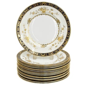 16 Minton England Porcelain Dinner Plates in Dynasty