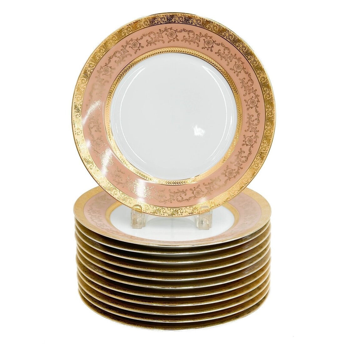 12 Limoges France Ancelin Porcelain 10 inch Dinner Plates (1 of 4)