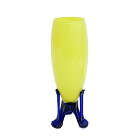 Michael Powolny for Loetz Orange Art Glass Vase Yellow Blue