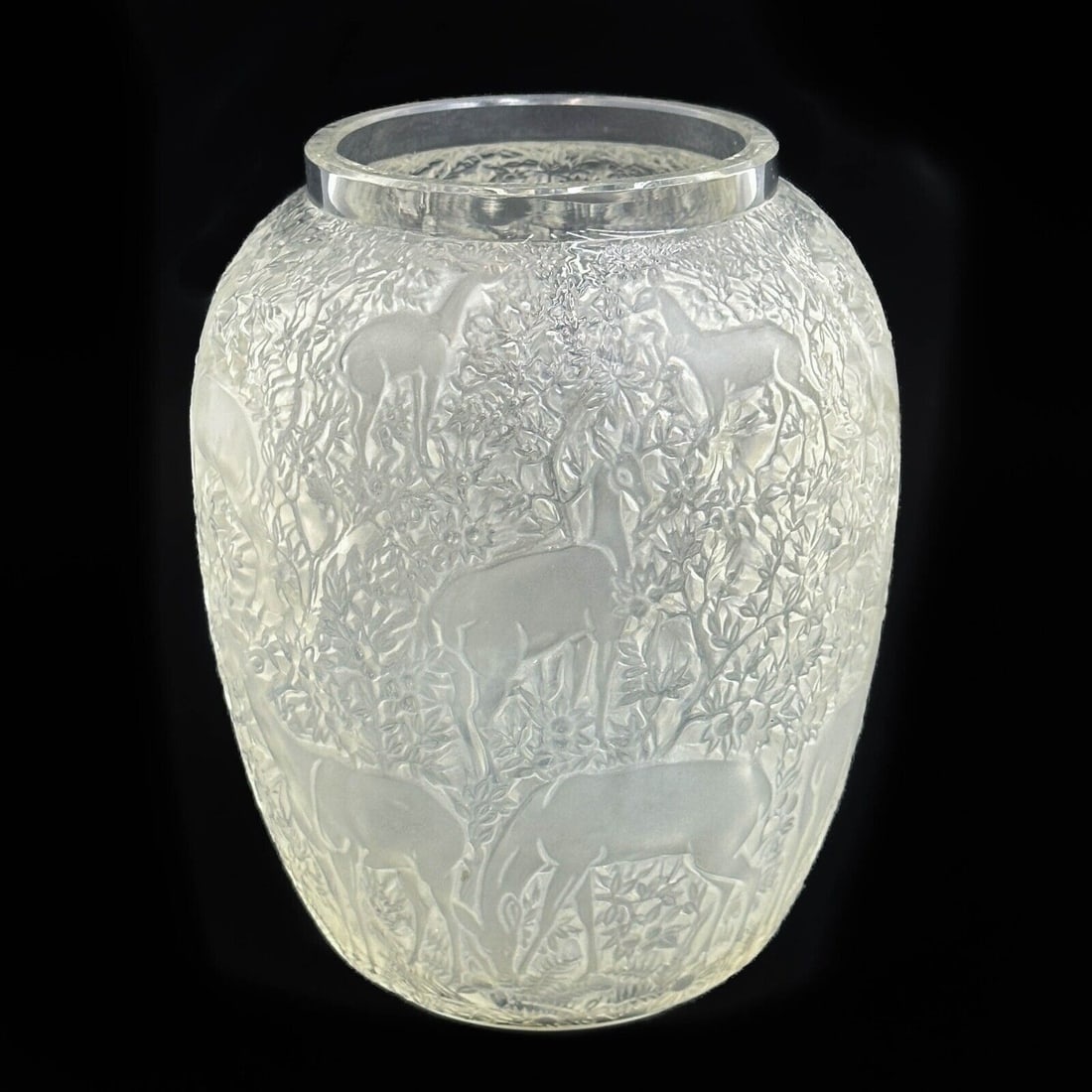 Rene Lalique France Art Glass Frosted Biches Vase Clear (1 of 6)