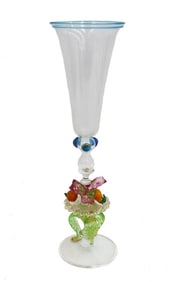 Bucella Cristalli Murano Venetian Art Glass Vase Fruits Mid Century