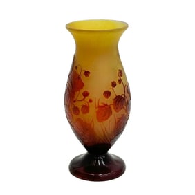 Emile Galle Acid Etched Cameo Art Glass Vase Berries circa 1900