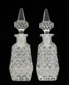 Pair of Czech Crystal Perfume Bottles, c1950 Deeply Hand Cut & Polished