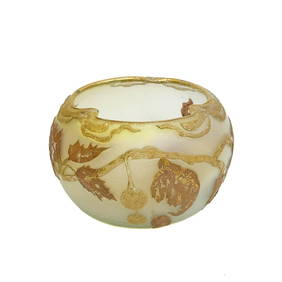 Daum Nancy France Acid Etched Art Glass Bowl Vase Gilt Thistle circa 1890 (1 of 9)