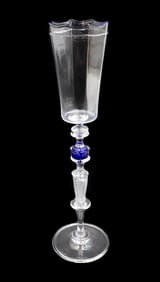 Charles Paul Savoie (US 20th C) Venetian Tall Art Glass Goblet Signed