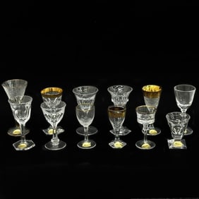 12 Moser Czech Cut Crystal Liqueur Glasses Presentation Case