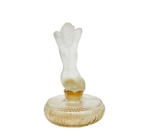 Isadora Paris Art Deco Frosted Glass Perfume Bottle Frosted Figural Nude Stopper
