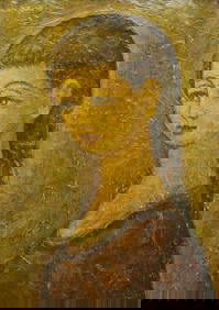 Jean Lareuse (French 1925) Oil Painting Portrait Of Braided Hair Woman (1 of 7)
