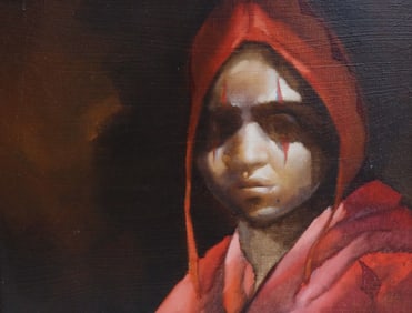Charles Bragg (American 20th Century) Oil on Canvas, Man in Red Cloak