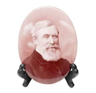KPM Berlin Hand Painted Oval Porcelain Portrait Plaque Signed Finely Painted: KPM Berlin hand painted porcelain portrait plaque, 19th century. Finely painted Sepia colored portrait of an older man. Artist signed 'Ahne' to the lower edge. Impressed KPM marks into the back Weight
