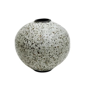 Otto Heino Art Pottery Textured White Brown Vase Signed 2001