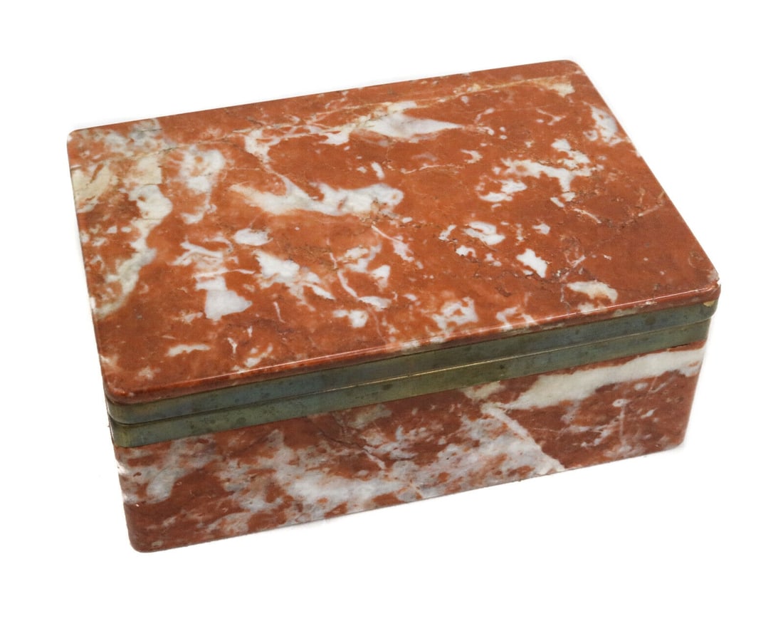 Italian Rojo Bilbao Red Marble and Gilt Metal Mounted Table Box circa 1930 (1 of 10)