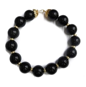 18k Yellow Gold and Black Onyx Necklace