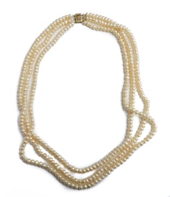 14k Yellow Gold Freshwater Pearl 3 Strand Necklace