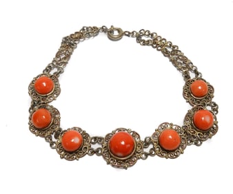 Gold Plate Coral Bracelet