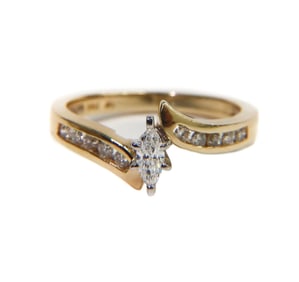 14k Yellow Gold and Diamond Ring, Size 7