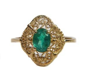 14k Yellow Gold and Emerald Ring, Size 7
