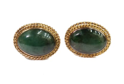 14k Yellow Gold and Jade Cufflinks