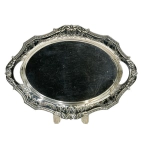 Meriden Brittania American Sterling Silver Handled Tray Marie Antoinette