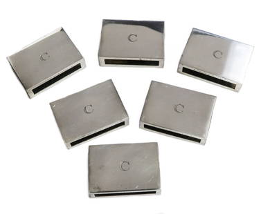 6 Tiffany & Co. Makers Sterling Silver Match Box Holders #22300: 6 Tiffany & Co. Makers sterling silver match box holders #22300. Monogrammed "C" to center. Tiffany & Co. Makers sterling silver marks to edge. Weight: Approx. 4.515 ozt Measurements: Approx. 1.625