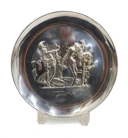 Salvador Dali Sterling Silver Lincoln Mint Dish Dionysos Et Pallas Athena #1456