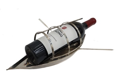 Frattini Italian Sterling Silver Gondola Wine Bottle Holder
