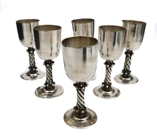 6 Hecho en Mexico Silver Wine Cups