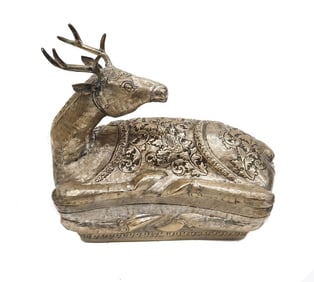 Cambodian Silver Figural Deer Box