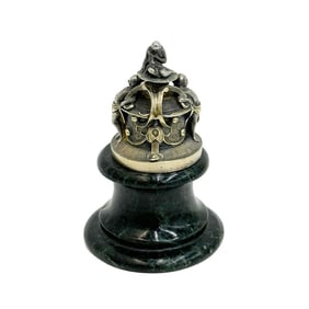 Italian Gilt Silver Mounted Antico Verde Marble Desk Paperweight 19th century