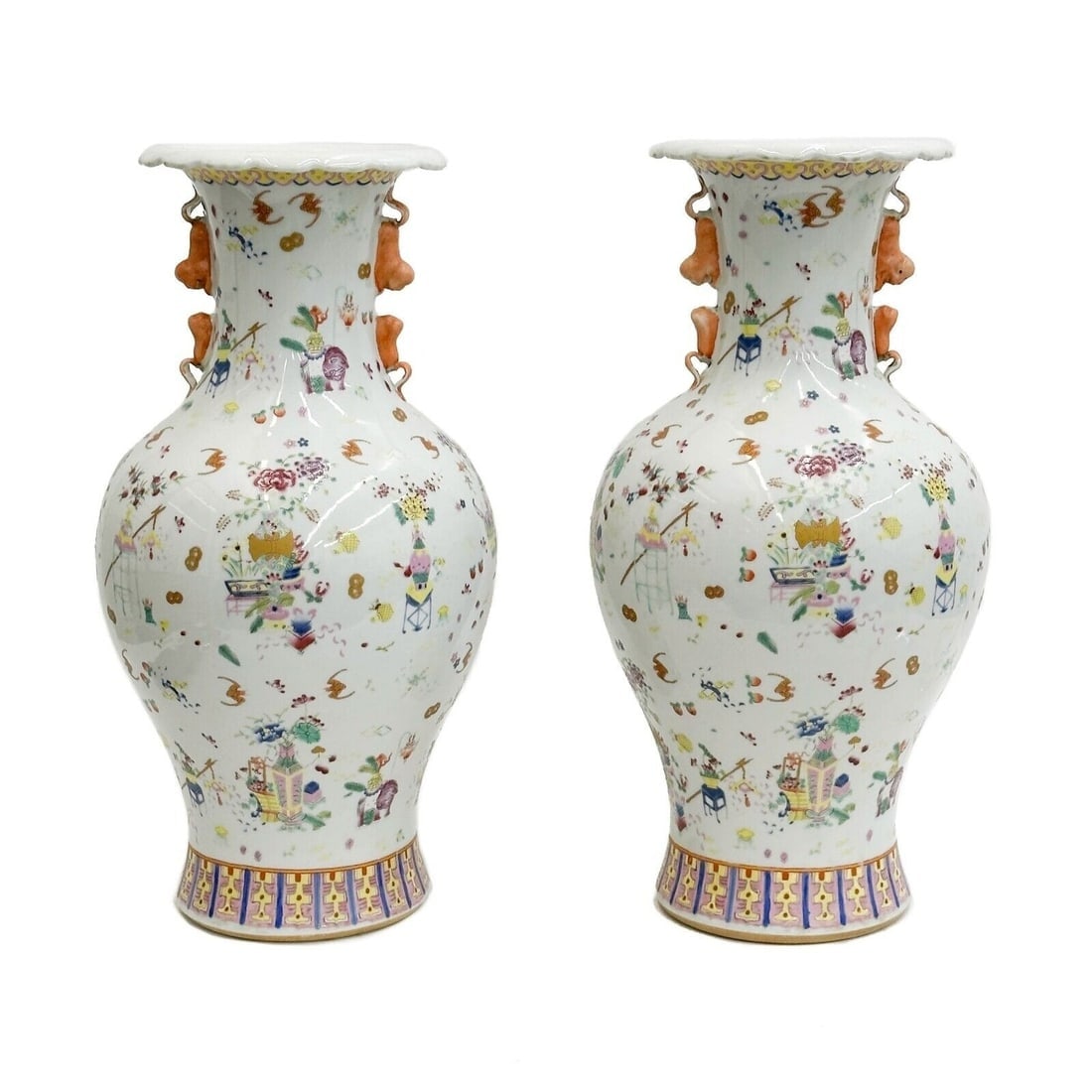 Pair Chinese Hand Painted Porcelain Vases Guangxu Reign mark 20th century (1 of 8)