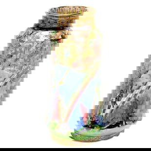 Wedgwood England Fairyland Lustre Porcelain Vase Rainbow: Wedgwood Fairyland Lustre Vase Rainbow aka Bifrost Pattern, circa 1925. Ornate gilt decoration designed by Daisy Makeig-Jones, depicting winged figures with a rainbow. Underside marked Wedgwood